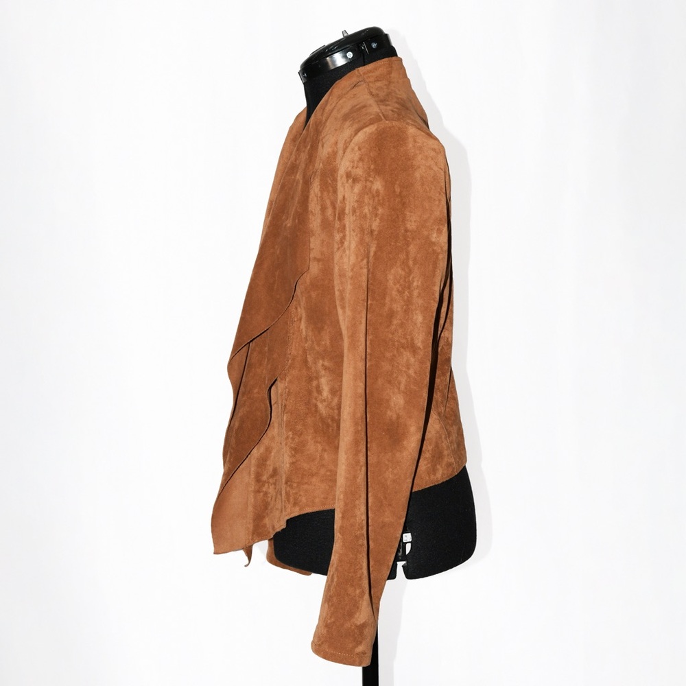 Asymmetric Lapel Suede Jacket - image 2